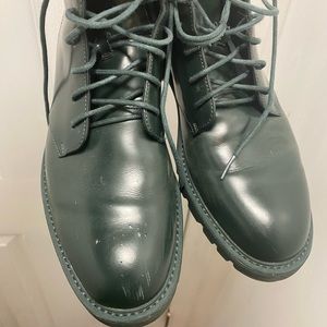 Calvin Klein green leather boots size 91/2
